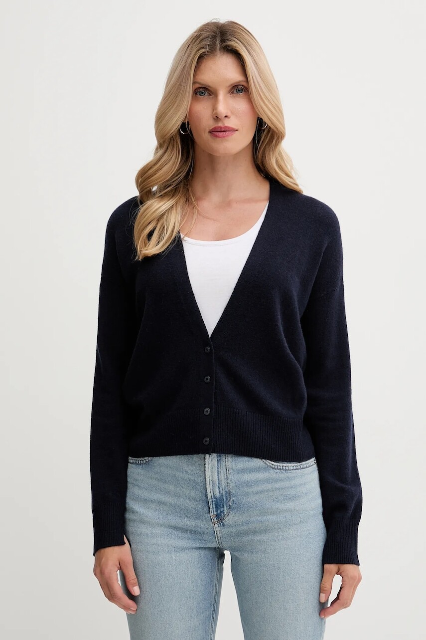 Kardigan s prímesou vlny United Colors of Benetton tmavomodrá farba, ľahký, 102HD6052