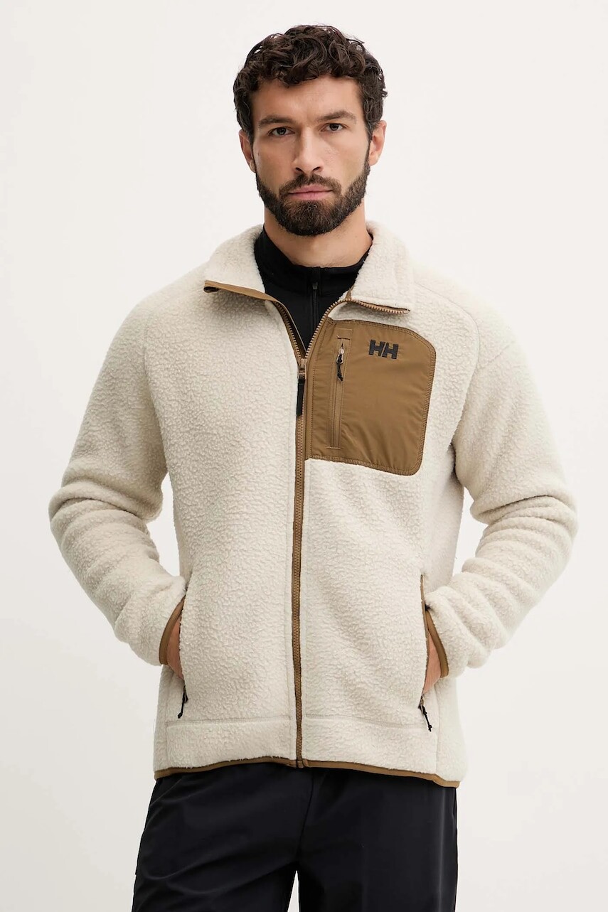 Fleecová mikina Helly Hansen PANORAMA béžová farba, jednofarebná, 49460
