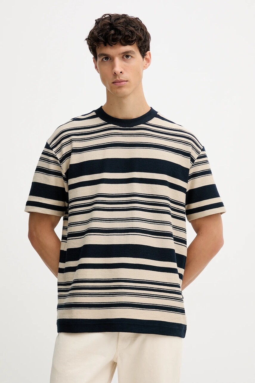 Bavlnené tričko Marc O'Polo pánske, tmavomodrá farba, vzorované, 528307551200