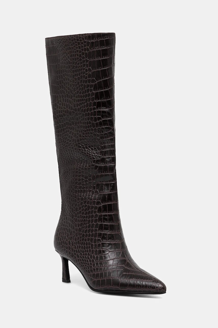 Kožené čižmy Steve Madden Lavan hnedá farba, na vysokom podpätku, 11003290