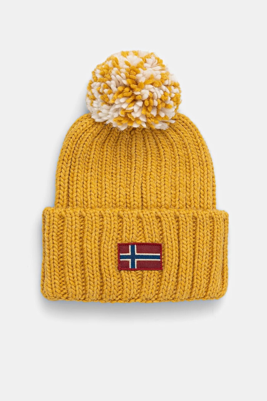 Čiapka s prímesou vlny Napapijri Semiury žltá farba, NP0A4GKCY1O1