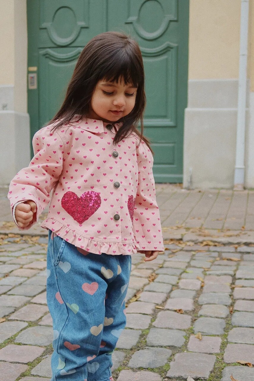 Detská bavlnená bunda Konges Sløjd NOLA SEQUIN SHIRT JACKET GOTS ružová farba, KS103948