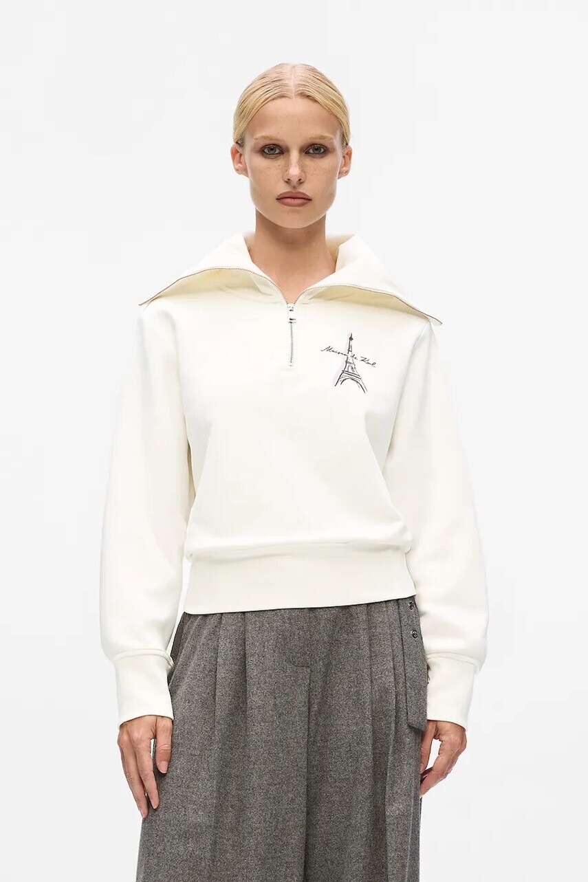 Bavlnená mikina Karl Lagerfeld béžová farba, s potlačou, A4W20067