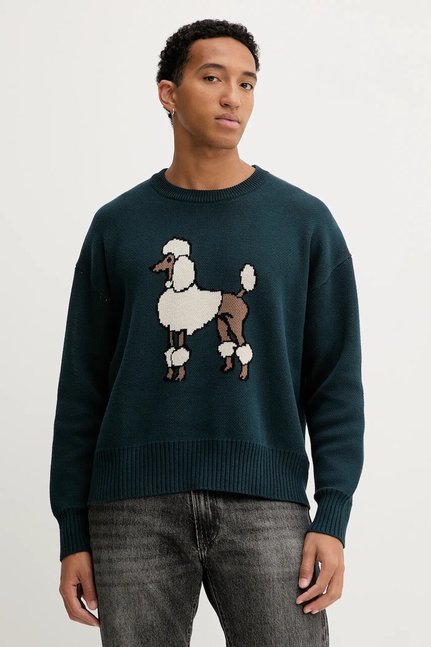 Bavlnený sveter Kaotiko zelená farba, teplé, AR018-01-E002