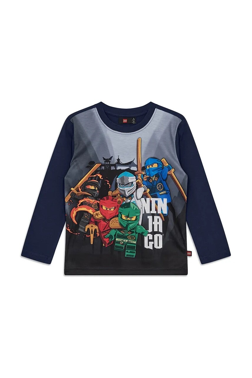 Detské tričko s dlhým rukávom Lego LWTAFFY 707 tmavomodrá farba, s potlačou, 11010948