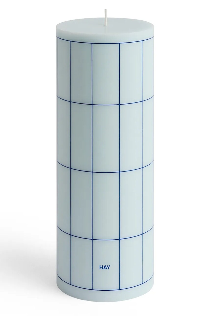 Ozdobná sviečka HAY Column Candle 9 x 25 cm modrá farba