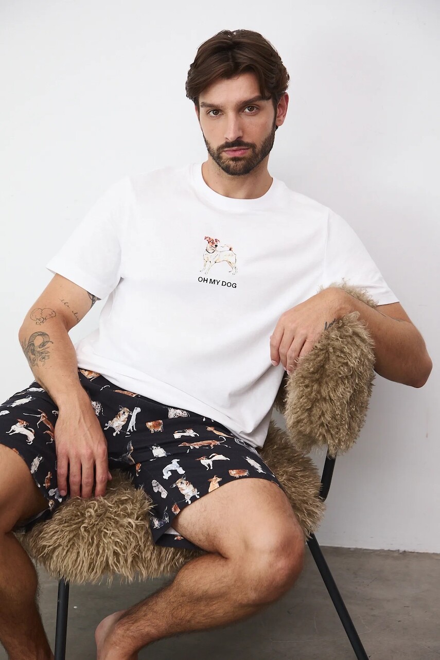 Bavlnené pyžamo Medicine biela farba, vzorovaná