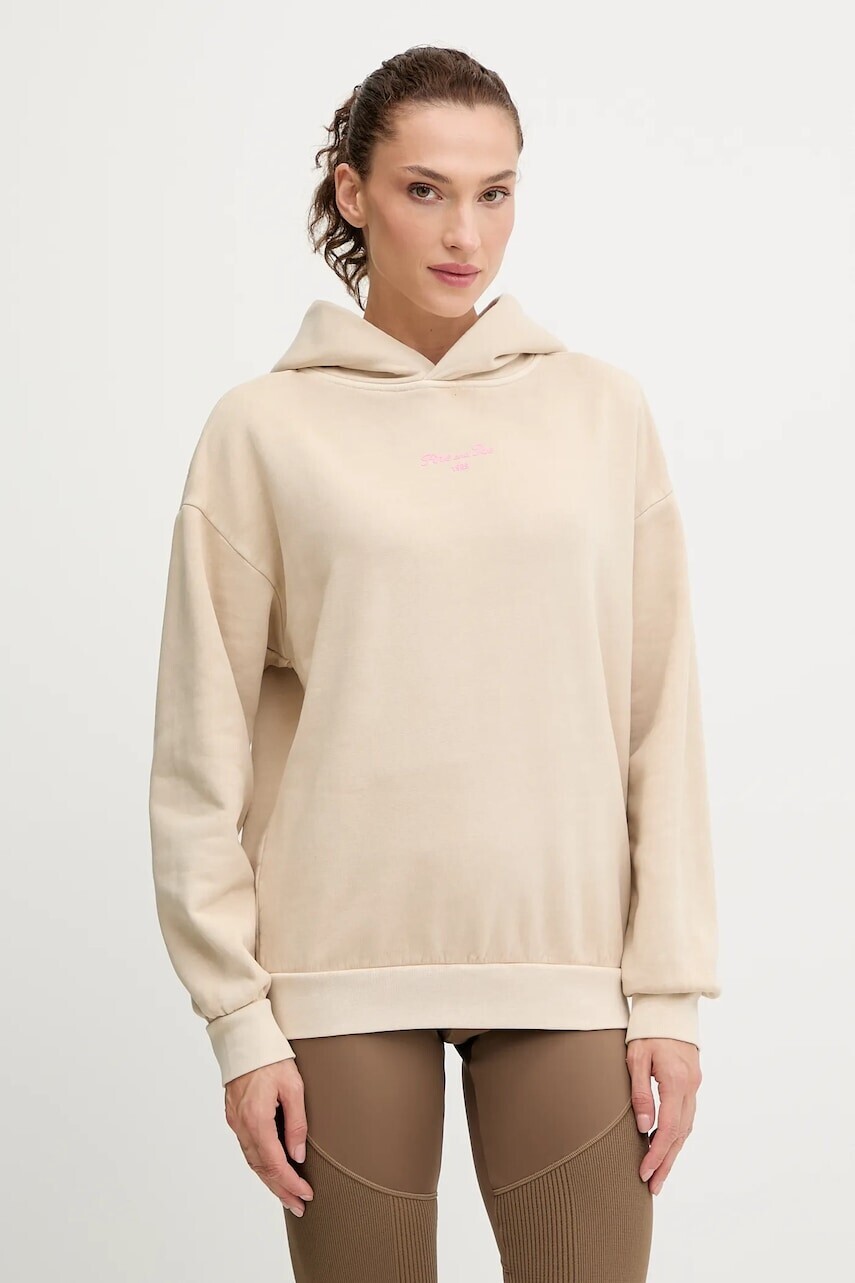 Bavlnená mikina BOGNER Fire+Ice SIBEL béžová farba, s kapucňou, s potlačou, 84909761
