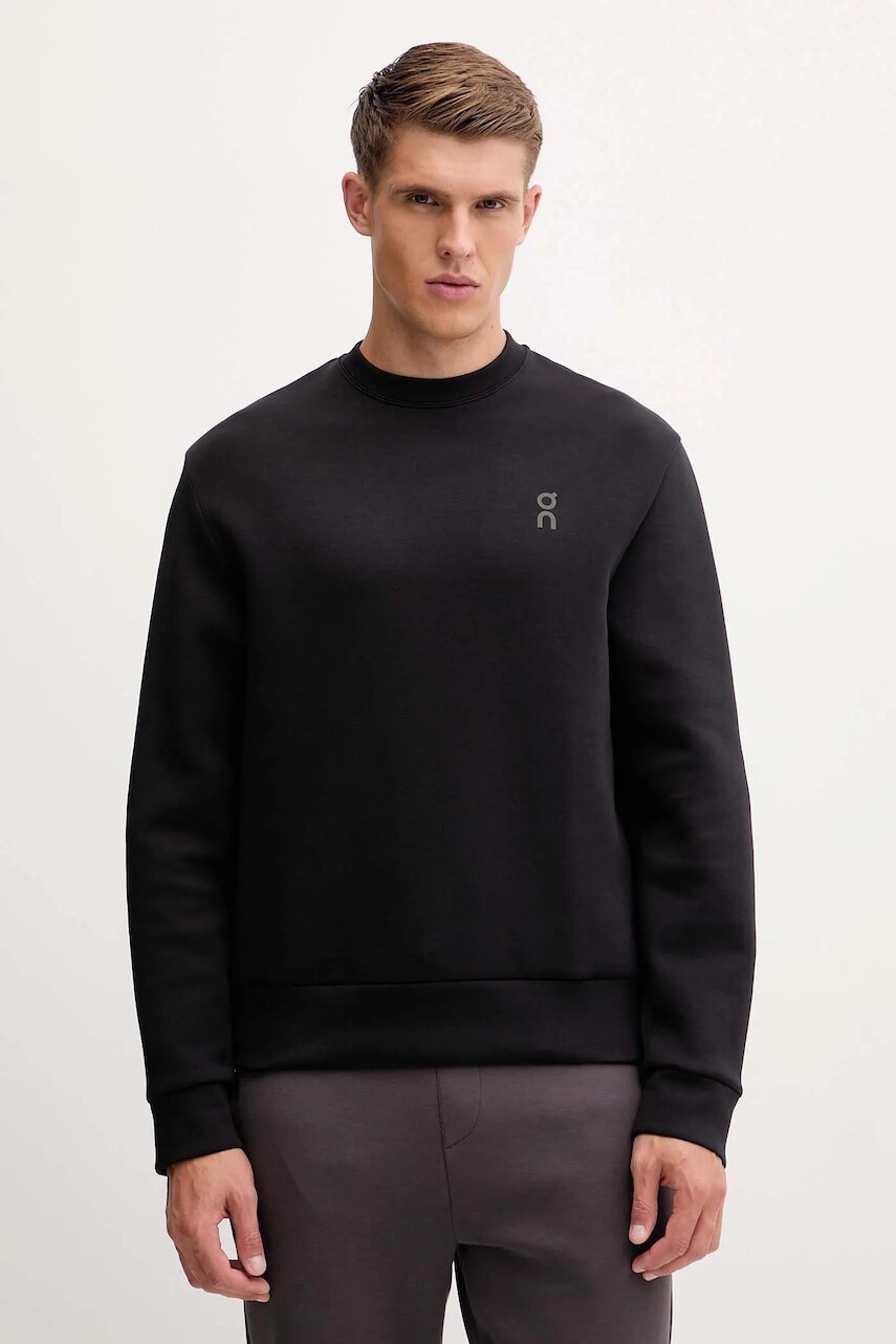 Tréningová mikina On Focus Tech čierna farba, s potlačou, 1MF30310553