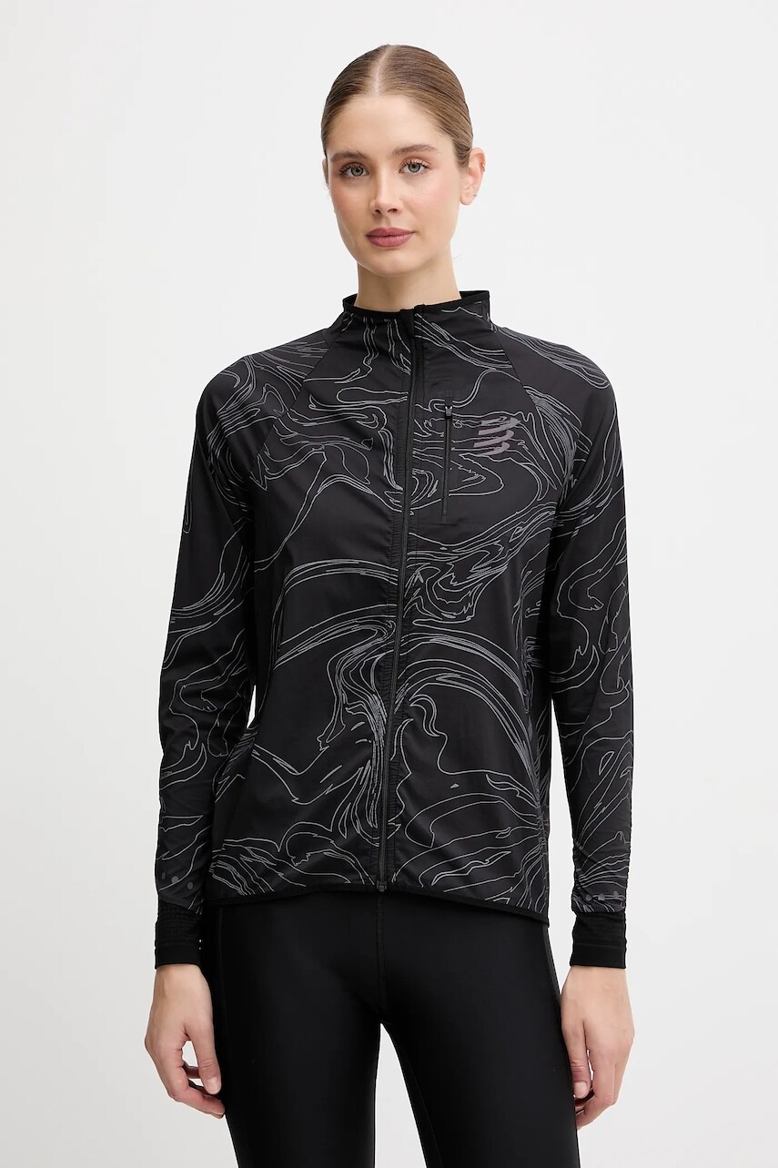 Tréningová bunda Compressport Hurricane Windproof čierna farba, prechodná, AJVW110
