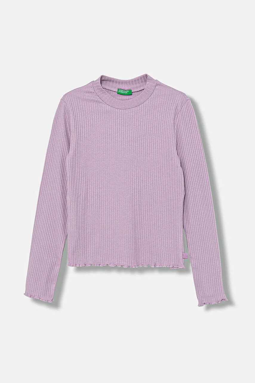 Detské tričko s dlhým rukávom United Colors of Benetton fialová farba, 3F1AC203O