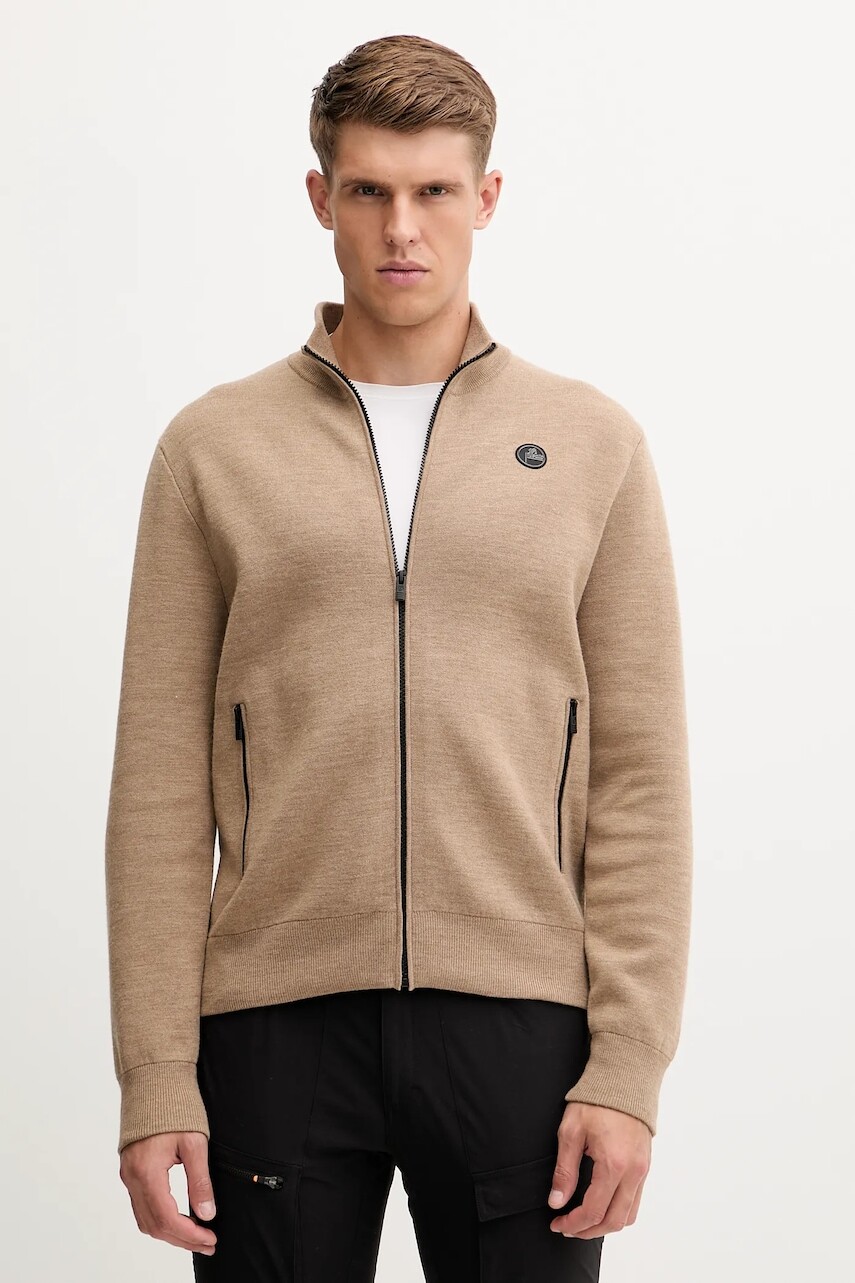 Kardigan s prímesou vlny Fusalp Mayeul béžová farba, G2110