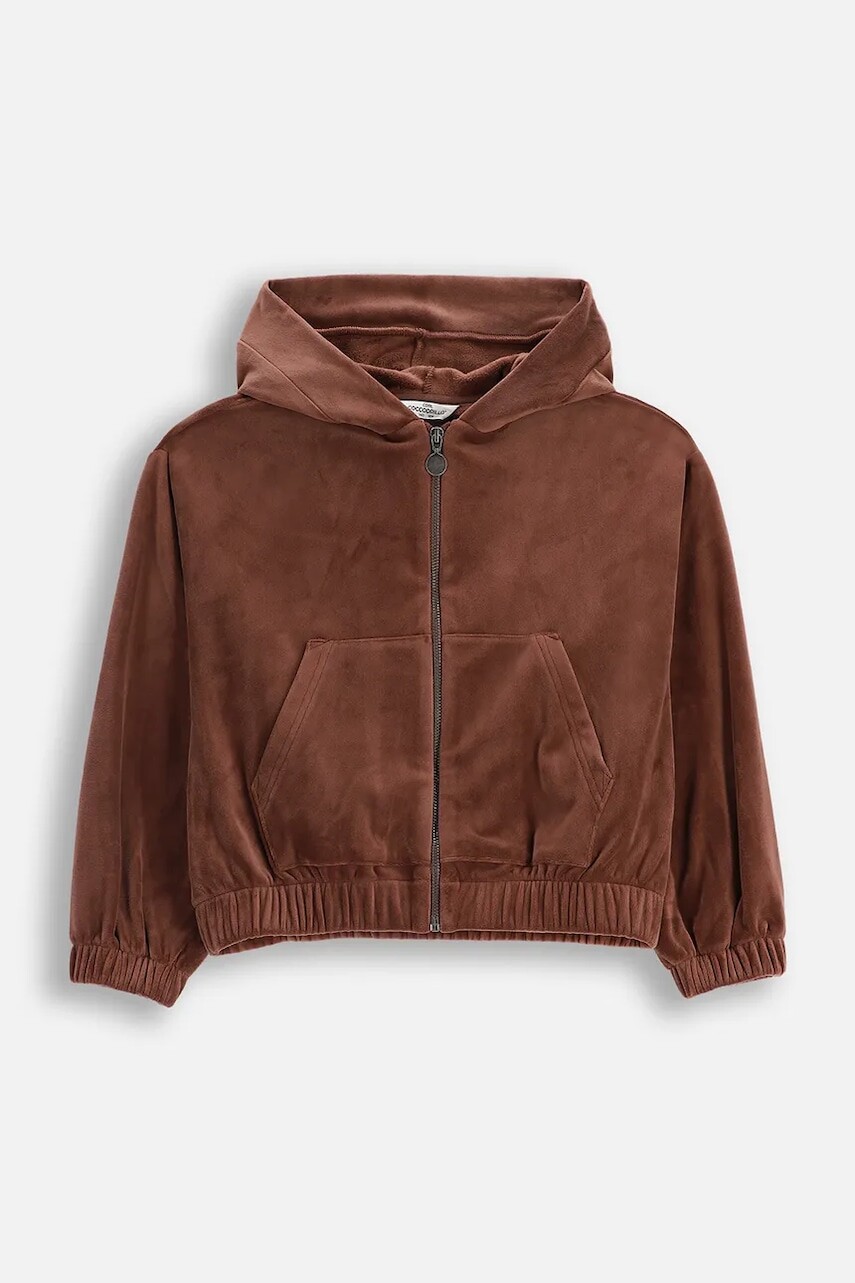 Mikina Coccodrillo hnedá farba, s kapucňou, jednofarebná, CRAFT PUNK GIRL JUNIOR