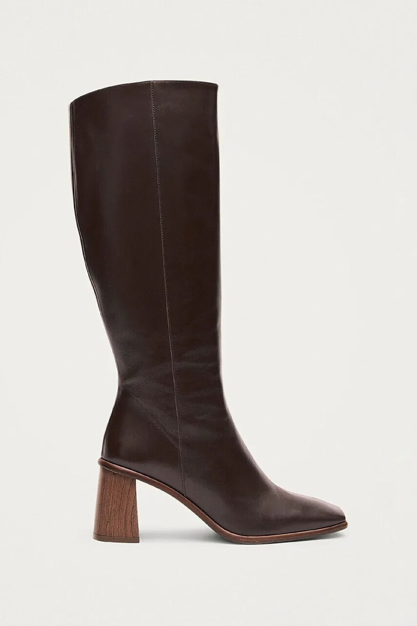 Kožené čižmy Alohas East hnedá farba, na podpätku, BTWEC1-30