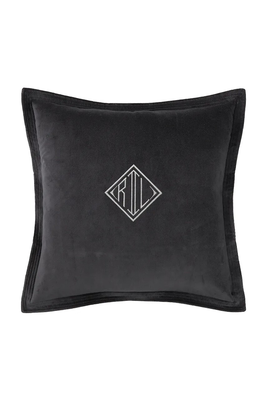 Vankúš Ralph Lauren C VELVET Charcoal 50 x 50 cm čierna farba