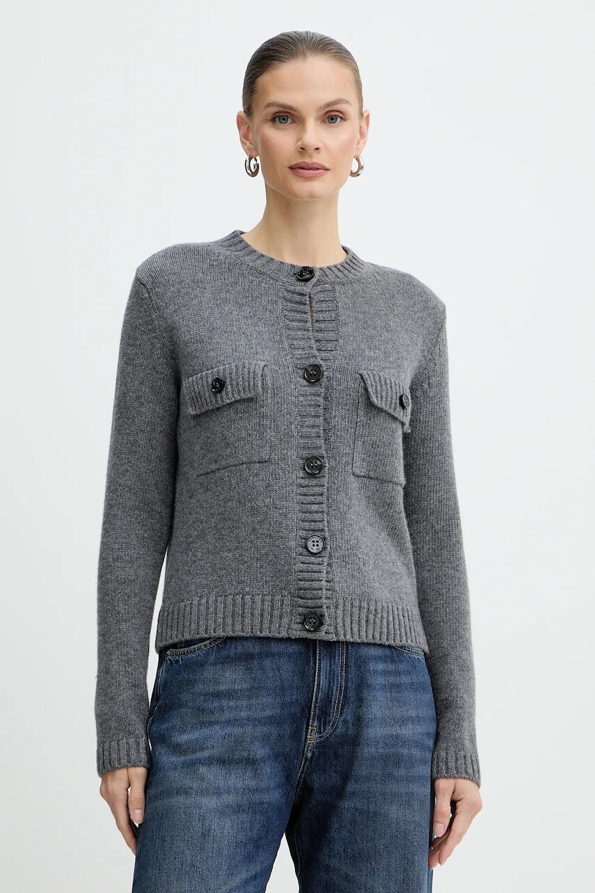 Vlnený kardigán Weekend Max Mara OLBIA šedá farba, 2525346032600
