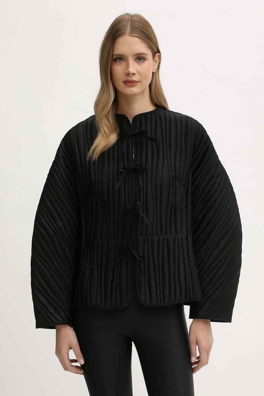 Bunda The Sleeper čierna farba, prechodná, oversize, HBJC03P002N