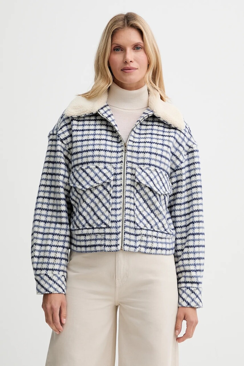 Bunda s prímesou vlny Levi's modrá farba, prechodná, oversize, 003RZ