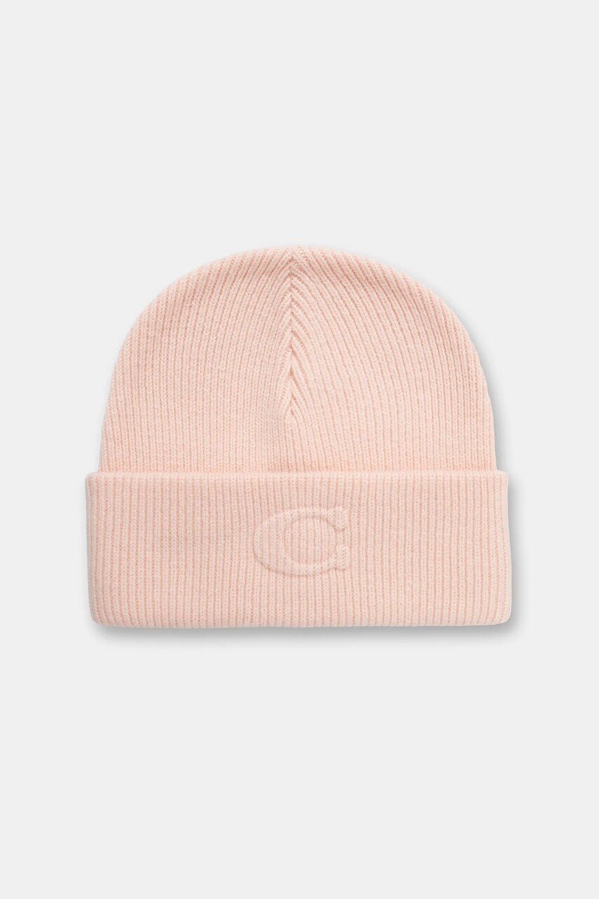 Čiapka s prímesou vlny Coach oranžová farba, 29CCL44