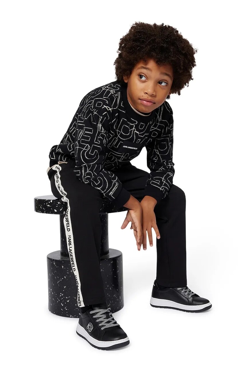 Detská mikina Karl Lagerfeld čierna farba, vzorovaná, Z30642
