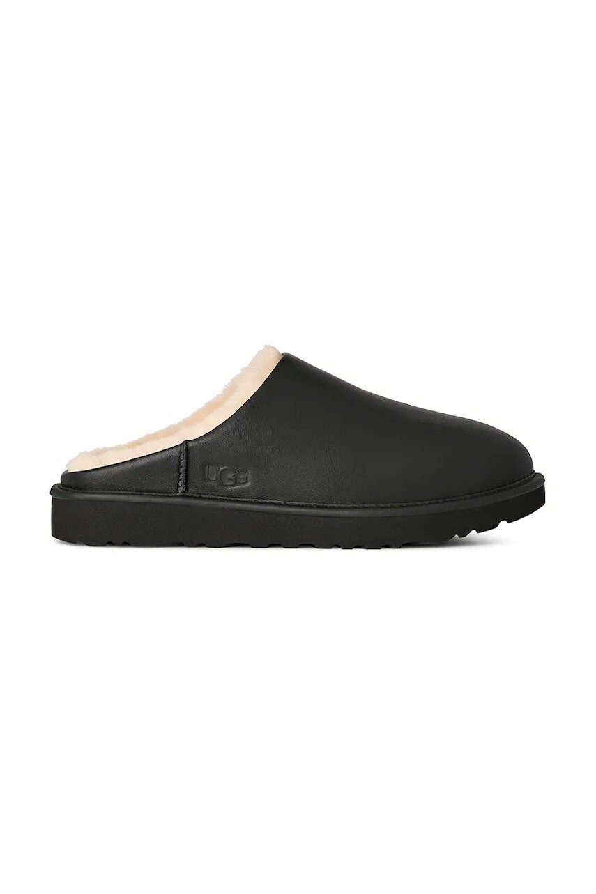 Kožené papuče UGG Classic Slip-On Noir čierna farba, 1172270.BLK