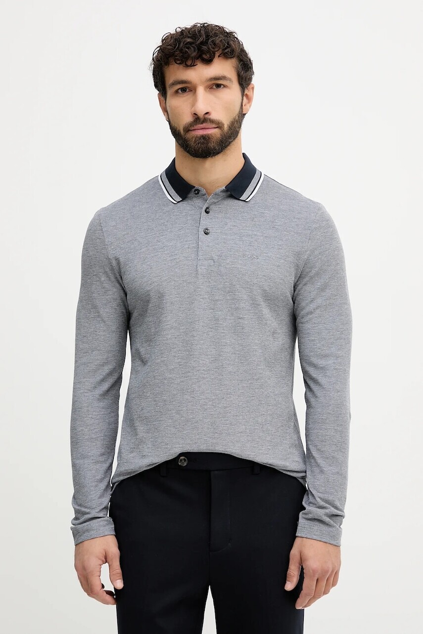 Polo tričko BOSS pánske, tmavomodrá farba, melanžové, 50531352