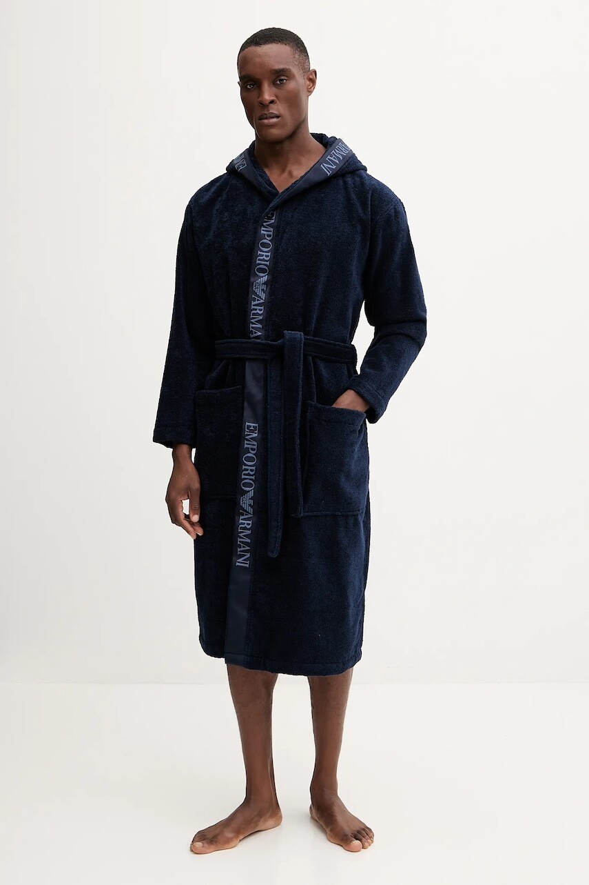 Bavlnený župan Emporio Armani Underwear tmavomodrá farba, EM002255 AF14986