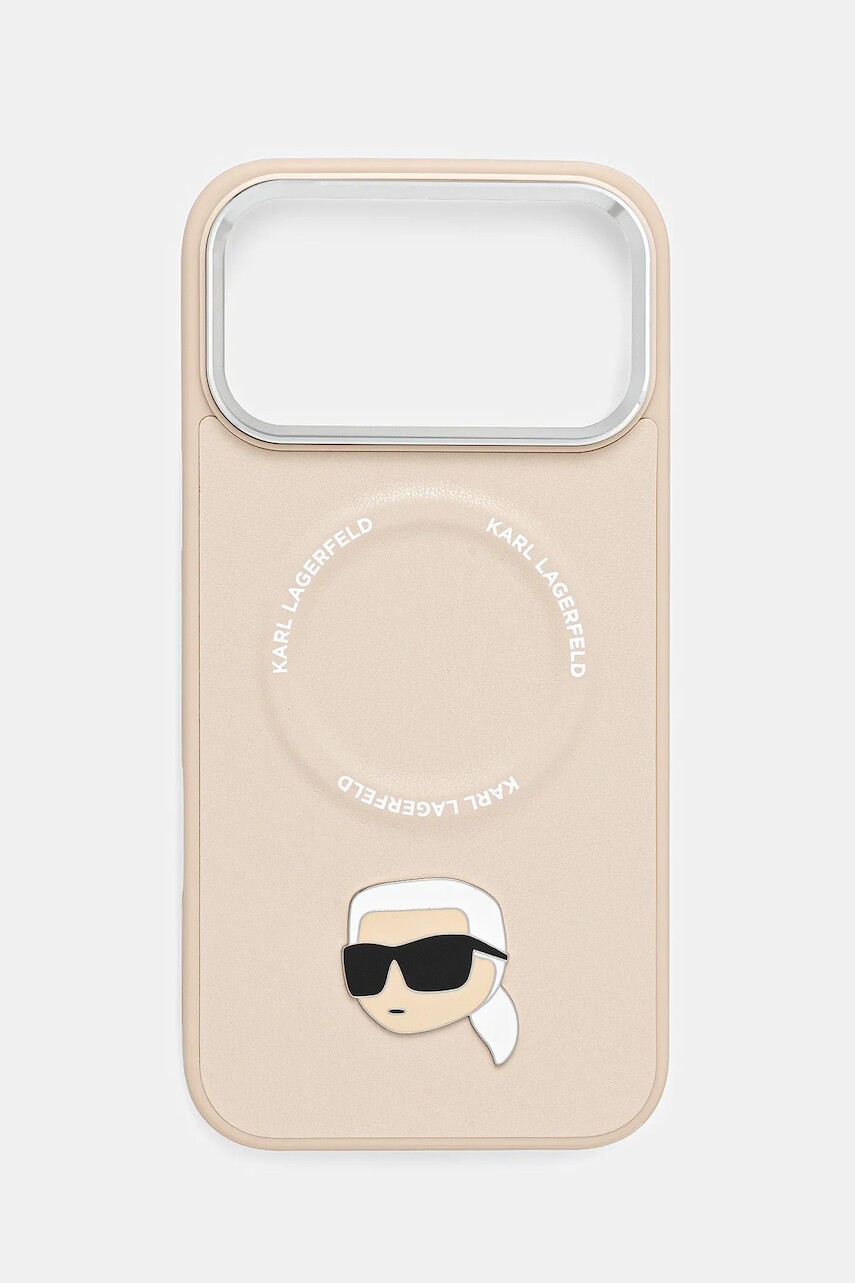 Puzdro na mobil Karl Lagerfeld iPhone 17 Pro Max béžová farba, KLHMP17XPSMLRKLE