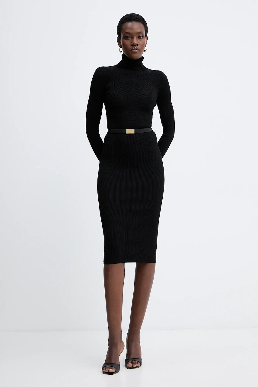 Šaty Elisabetta Franchi čierna farba, mini, priliehavé, AM07B56E2