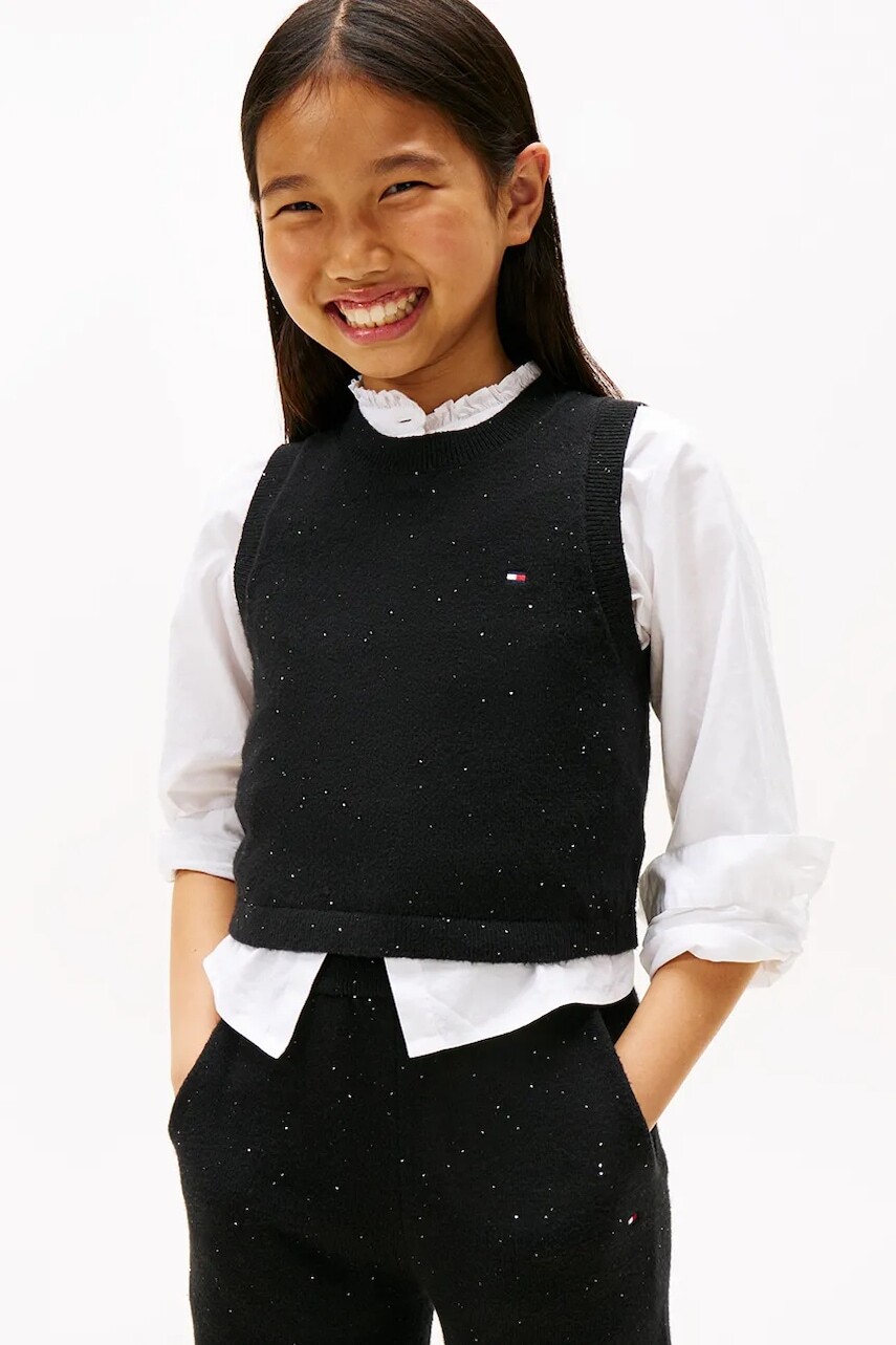 Detská vesta Tommy Hilfiger čierna farba, KG0KG08851