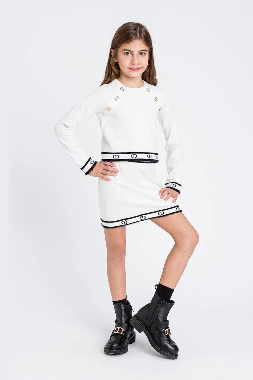 Detský sveter Twinset biela farba, ľahký, 252GJ3073