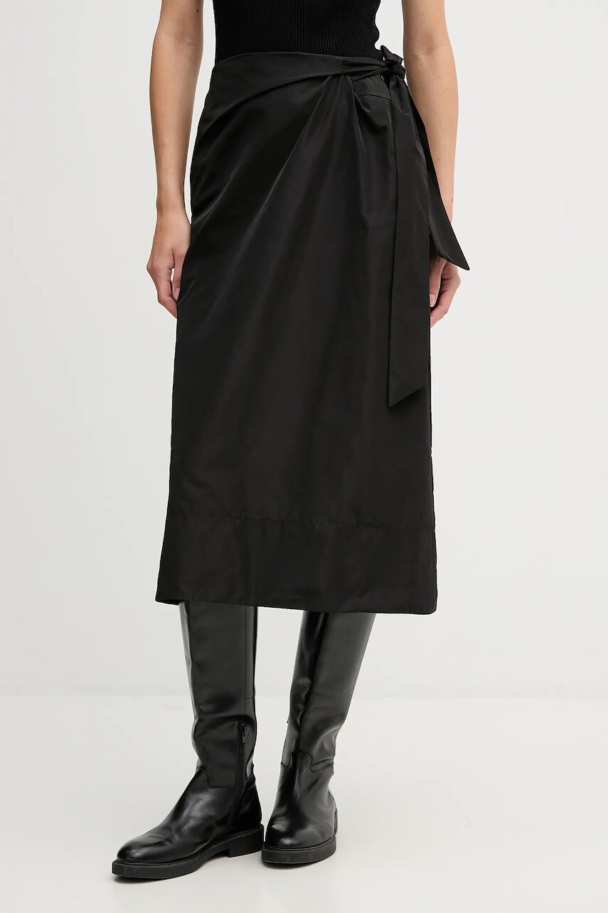 Sukňa Sandro Ferrone čierna farba, midi, áčkový strih, S14YBFBERE