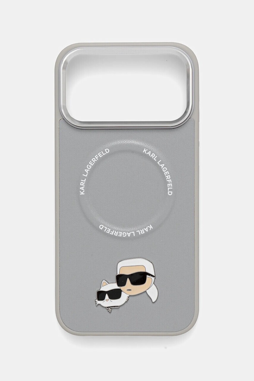 Puzdro na mobil Karl Lagerfeld iPhone 17 Pro Max šedá farba, KLHMP17XPSMLRKCG