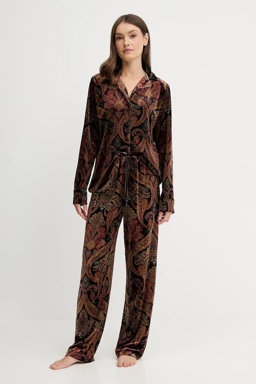 Pyžamo Lauren Ralph Lauren dámske, čierna farba, ILN72463
