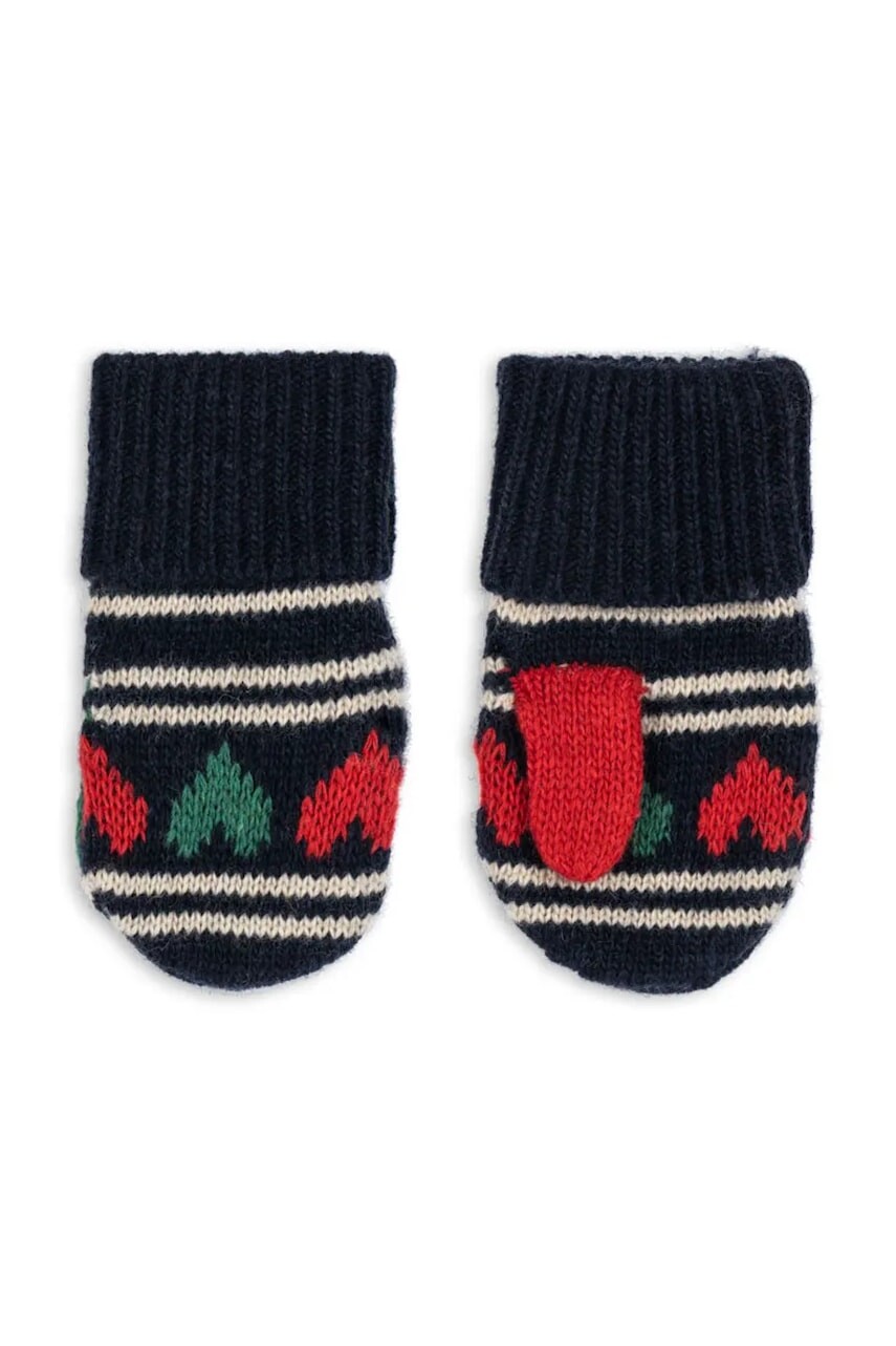 Detské rukavice s prímesou vlny Konges Sløjd BELOU MITTENS tmavomodrá farba, KS104228