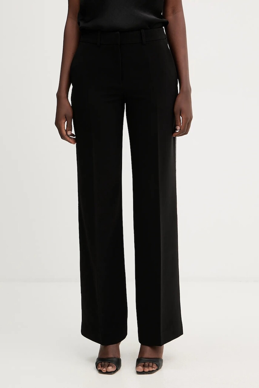 Nohavice ERMANNO Firenze čierna farba, rovný strih, vysoký pás, 57TP024EV0