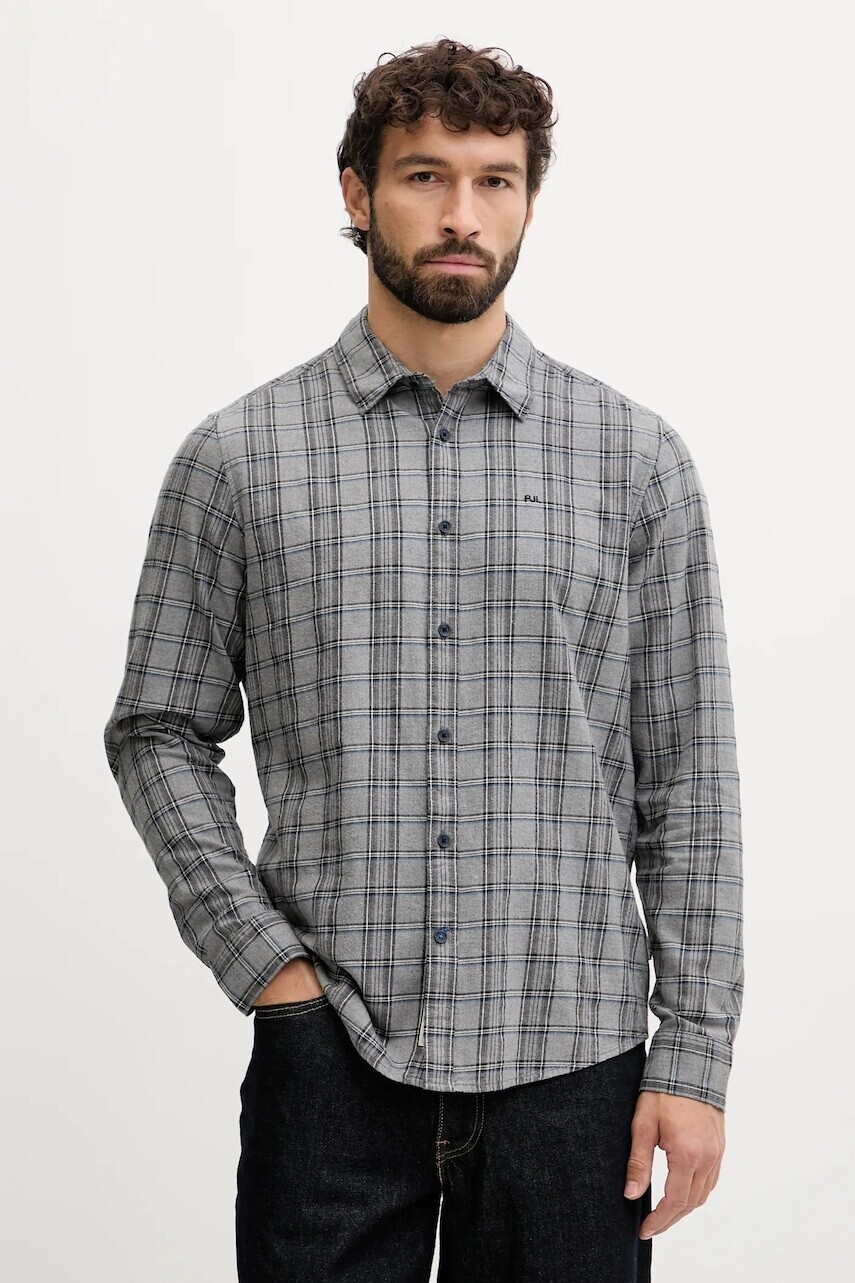 Bavlnená košeľa Pepe Jeans šedá farba, regular, s klasickým golierom, PM3090830
