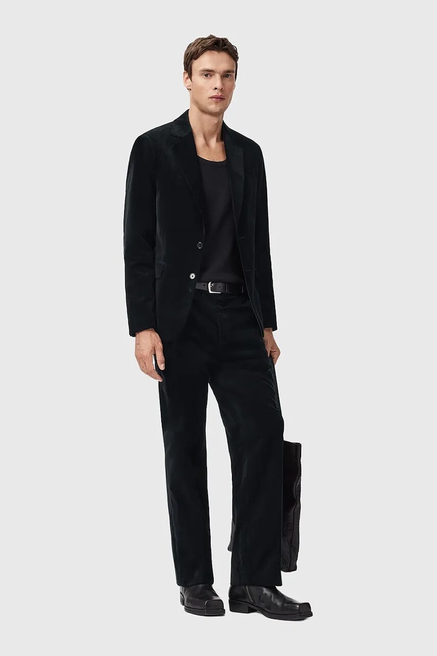 Bavlnené nohavice AllSaints SAGA čierna farba, rovný strih, M018QD