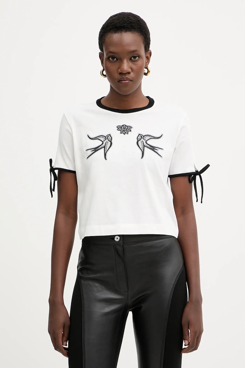 Bavlnené tričko Pinko dámske, biela farba, 105558 A2SF