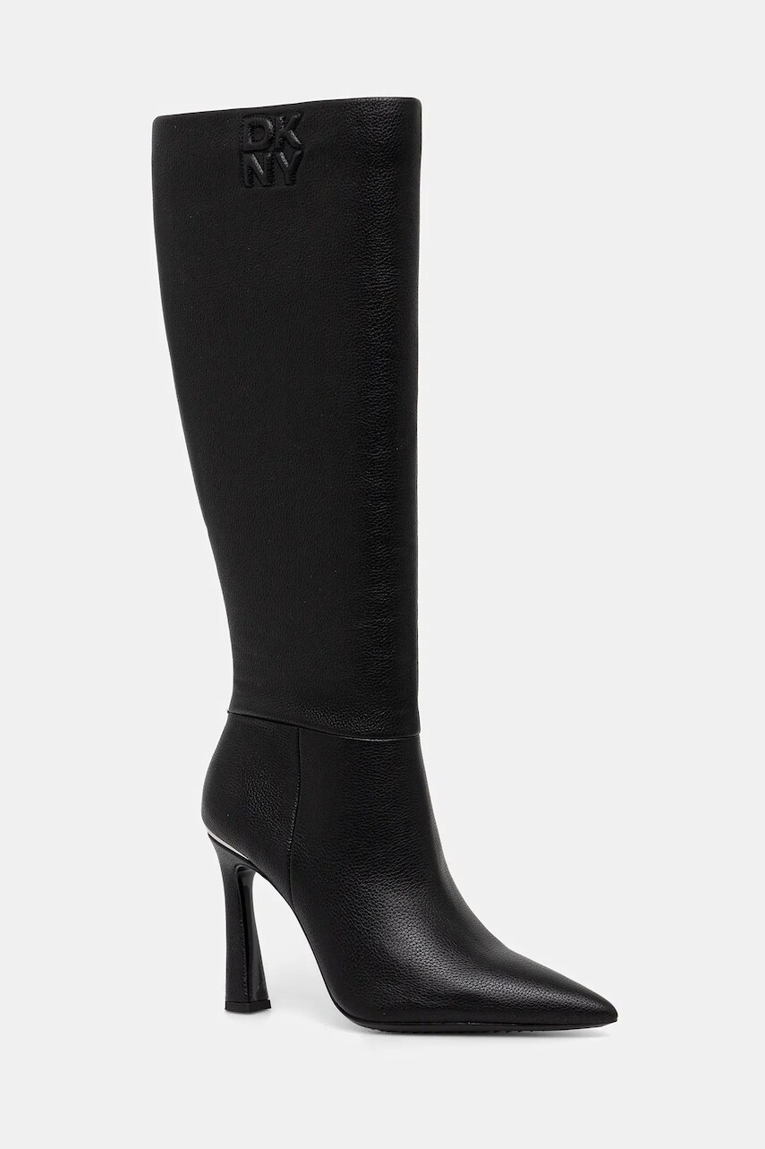 Vysoké čižmy Dkny Carmel čierna farba, na vysokom podpätku, K3577855