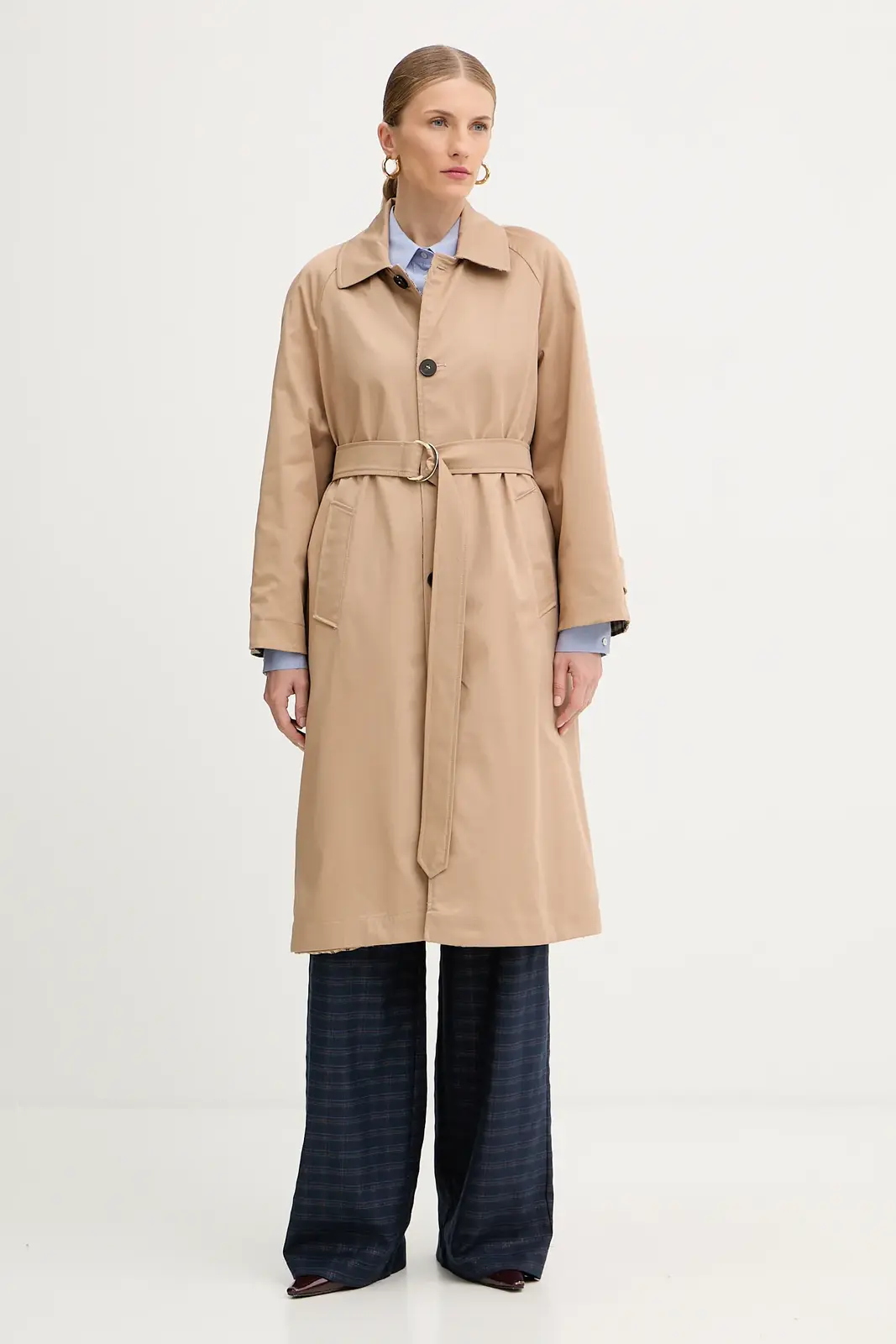 Obojstranný kabát z vlnenej zmesi Marella béžová farba, 2523026011200