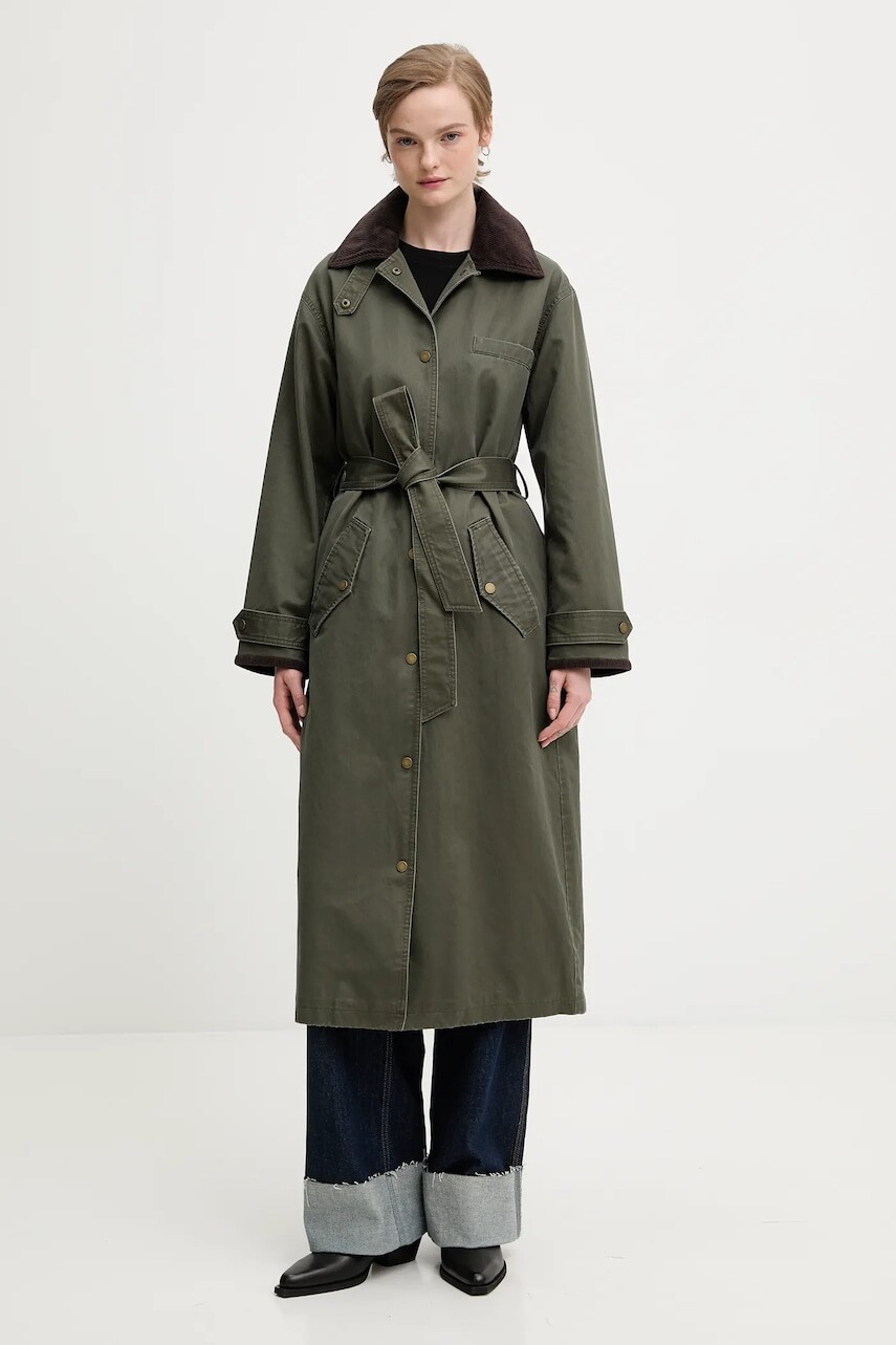 Kabát Abercrombie & Fitch zelená farba, KI144-5195-340