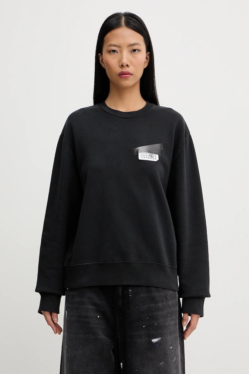 Bavlnená mikina MM6 Maison Margiela čierna farba, s potlačou, S62GU0143.M25024.899