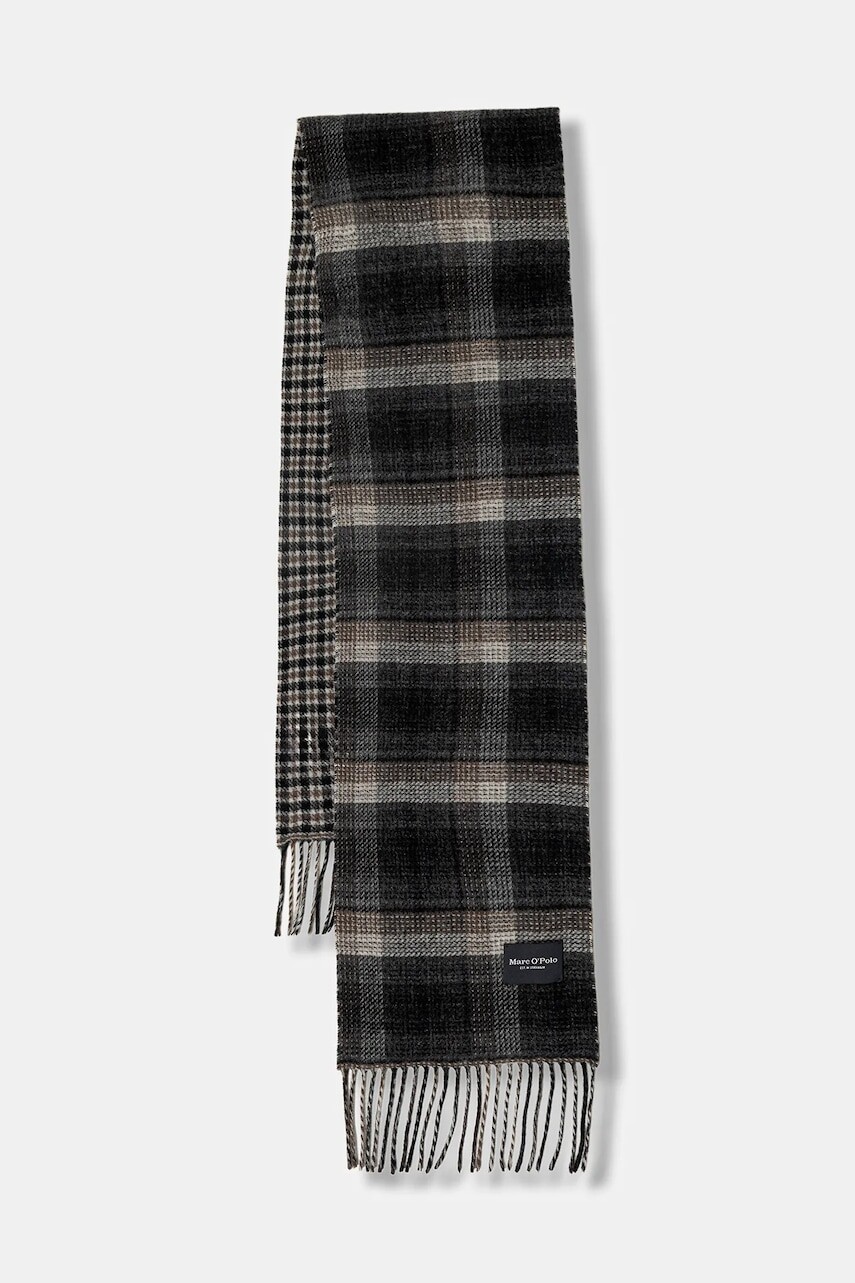 Vlnený šál Marc O'Polo šedá farba, vzorovaná, 530811002038