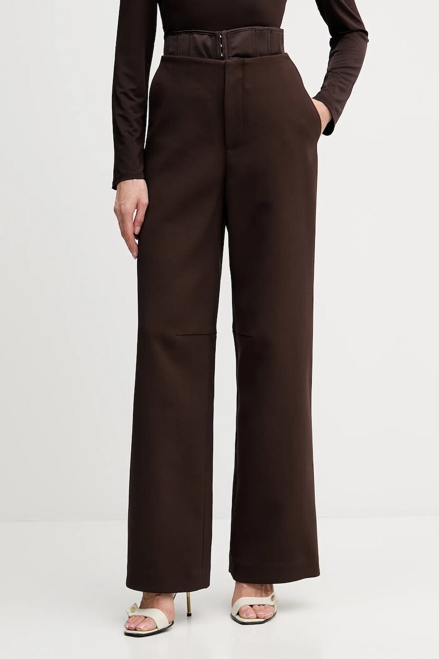 Nohavice Rotate hnedá farba, široké, vysoký pás, 1149412910