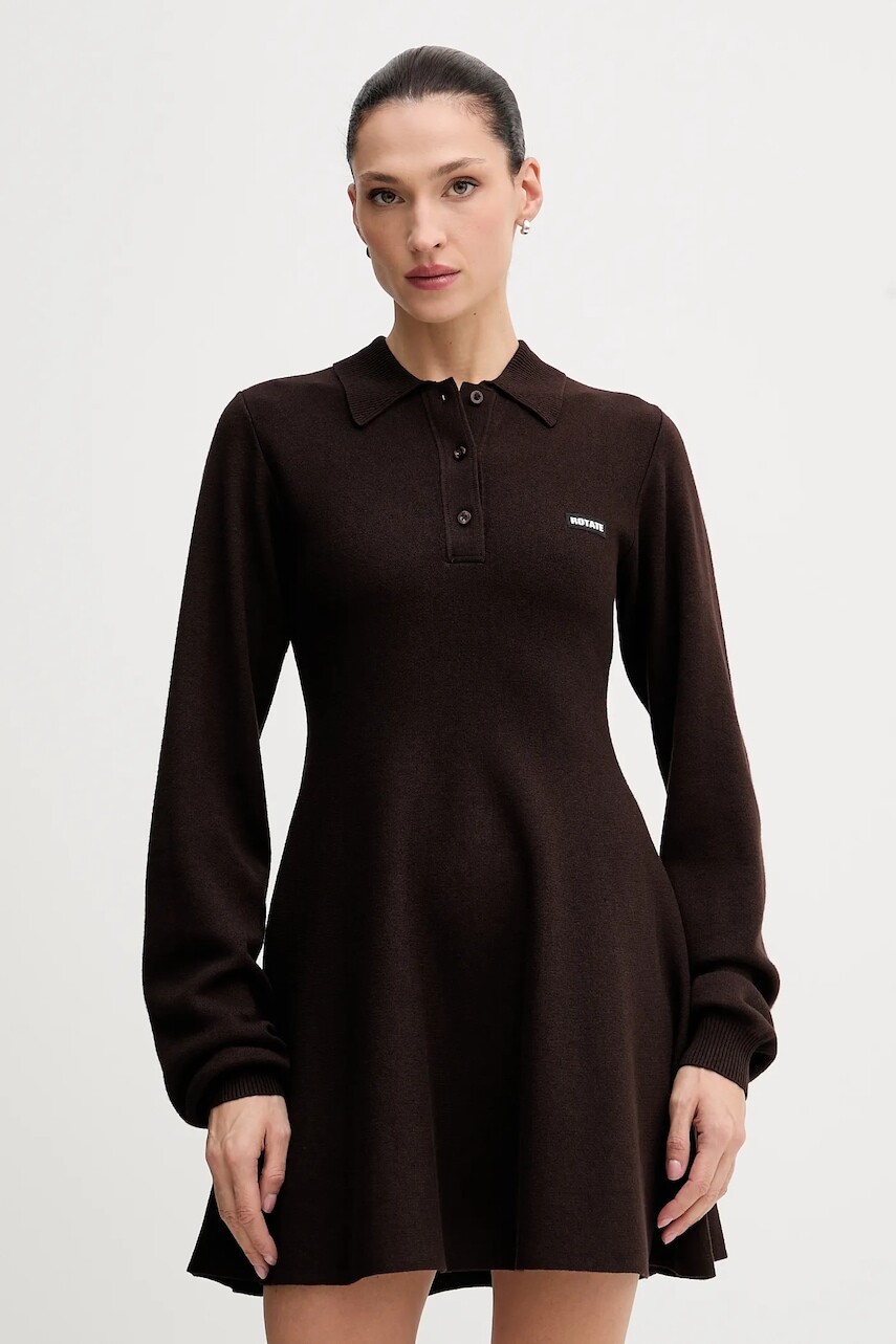 Šaty Rotate hnedá farba, mini, áčkový strih, 1154881667