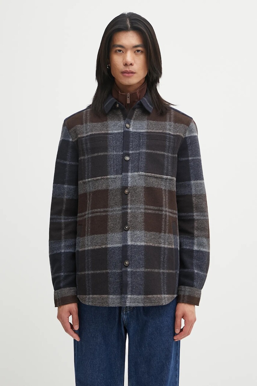Bunda Barbour Chapter Tailored Check Overshirt tmavomodrá farba, prechodná, MOS0400TN38