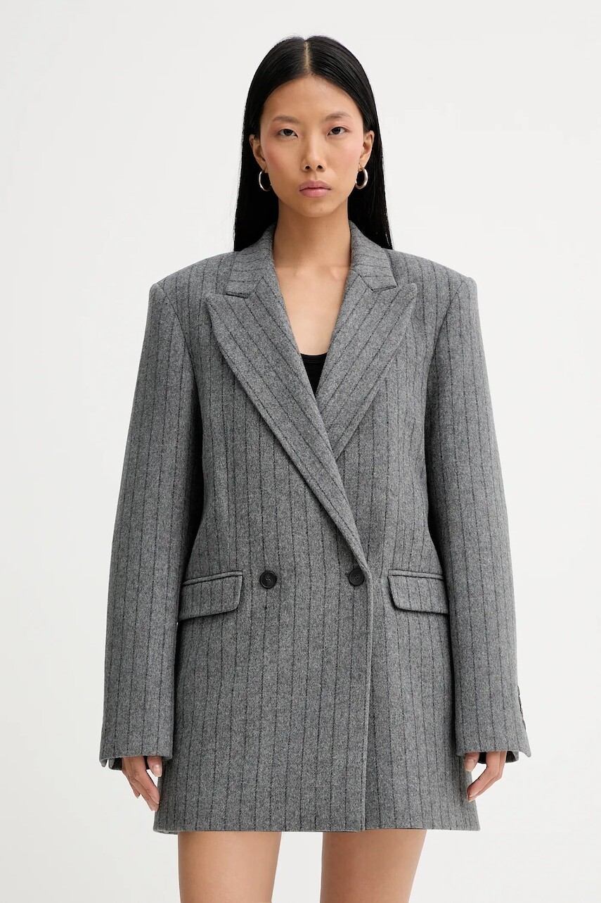Kabát s prímesou vlny IRO WM07NIMI šedá farba, NIMI