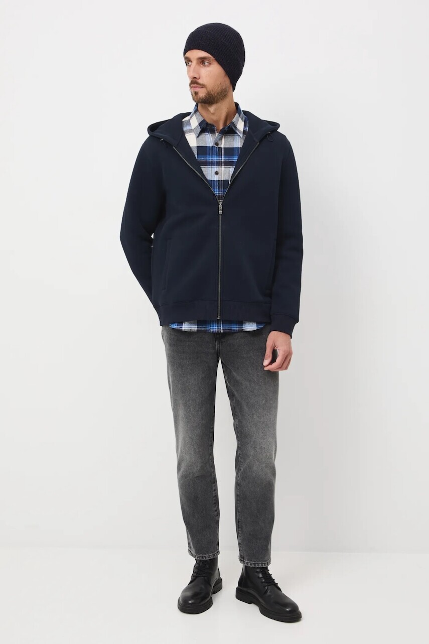 Mikina Medicine tmavomodrá farba, s kapucňou, jednofarebná