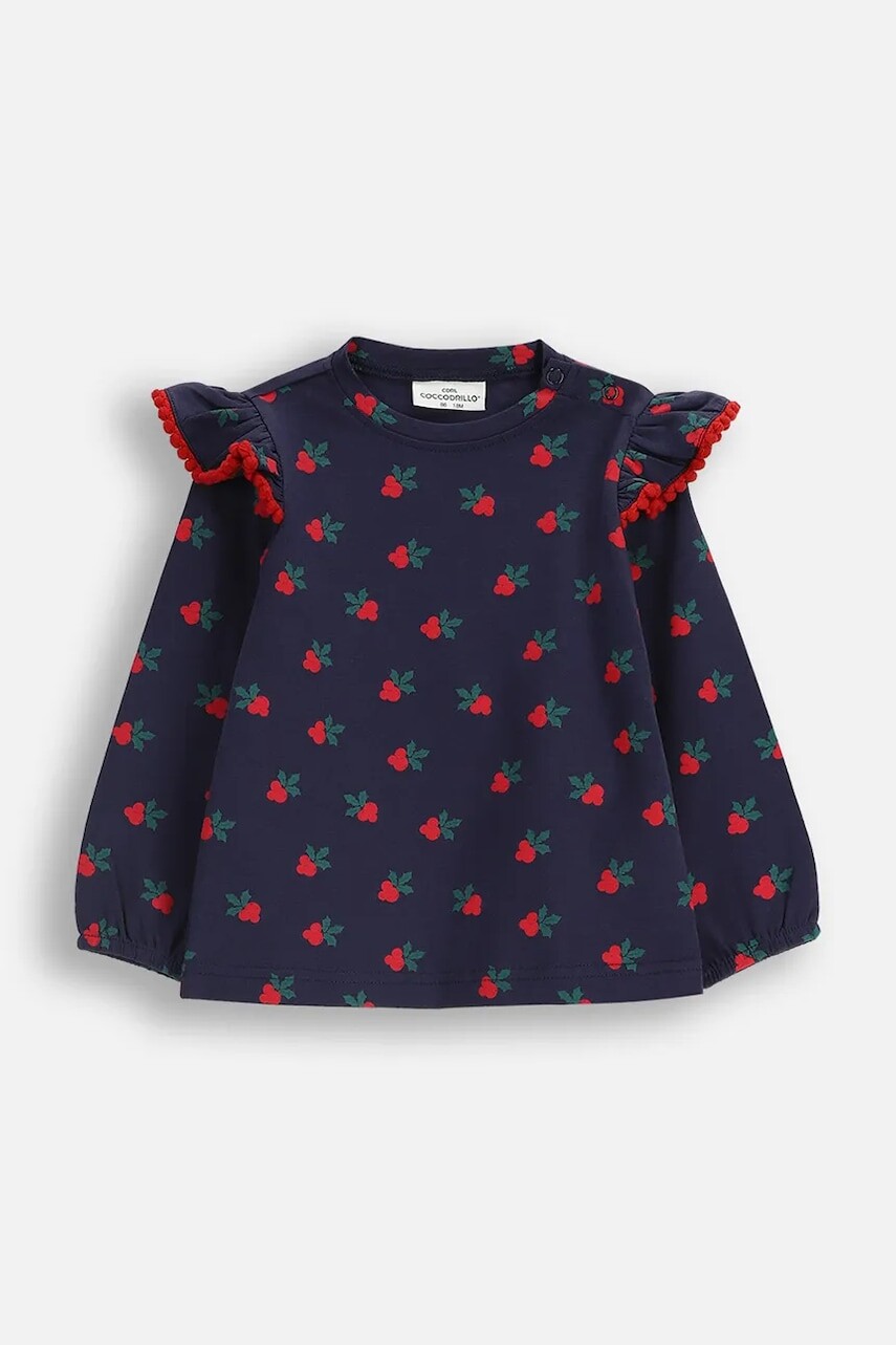 Tričko s dlhým rukávom pre bábätká Coccodrillo tmavomodrá farba, ELEGANT BABY GIRL